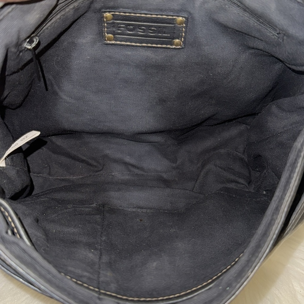 Fossil Black Leather Messenger Shoulder Bag - Picture 14 of 16